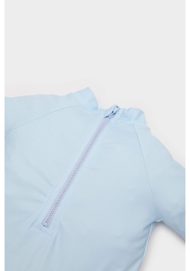 DeFacto Erkek Bebek Yenidoğan Polo Yaka Baskılı Waffle Kısa Kollu Çıtçıtlı Body E7935A525SMBE343 Mavi