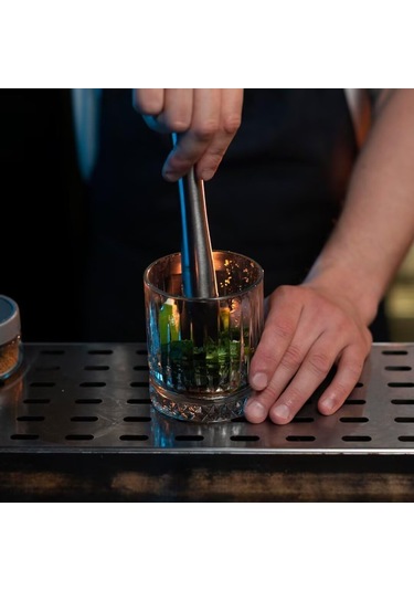 Vkemall 10 İnç Paslanmaz Çelik Kokteyl Muddler Ve Uzun Saplı Karıştırma Kaşığı - Mojito Ve Meyve İçecekleri İçin Bar Aksesuarı Seti Gümüş