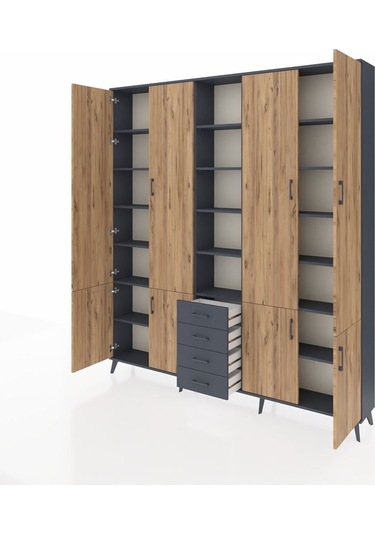 Arges Dolap 17 Raflı 4 Çekmeceli 8 Kapaklı 220x30x243 Antrasit-çam/antrasit Atlas Çam/antrasıt Arges Dolap 17 Raflı 4 Çekmeceli 8 Kapaklı 220x30x243 Antrasit-çam/antrasit Atlas Çam/antrasıt