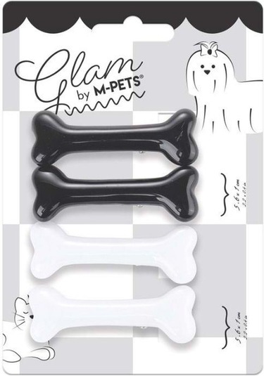 M-pets Glam Kemikli Kedi Ve Köpekler İçin Aksesuar Toka Siyah Ve Beyaz Siyah