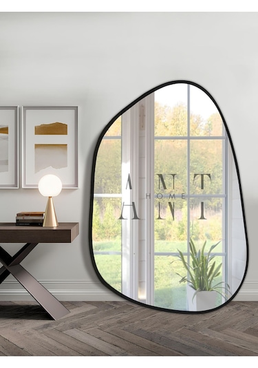 Asimetrik Ayna 75x55 Cm Konsol Aynası, Dresuar Aynası, Duvar Aynası, 1.kalite Şişecam Ayna 75 X 55 Siyah