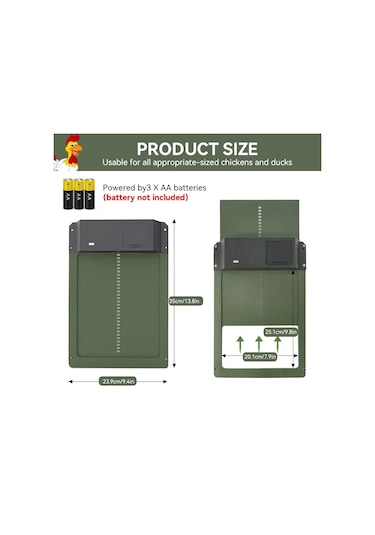 Otomatik Tavuk Kümesi Kapı Açacağı Akülü Işık Algılama Kontrolü Su Geçirmez Pet Green Unmarked