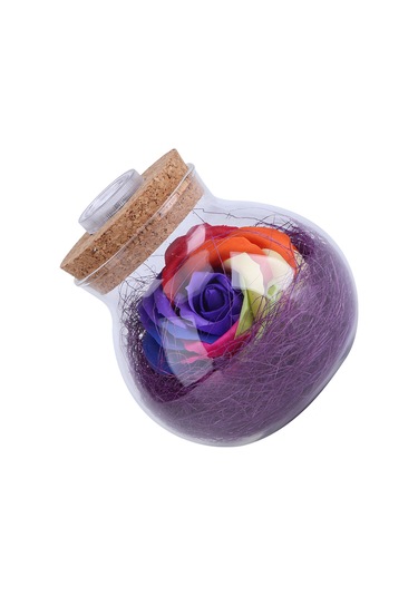 Xiyyadms Mor Rgb Led Işıklı Evrençi Gül Bardak, Uzaktan Kumandalı 13 Renkli Dekoratif Hediyelik Aşk Simgesi Mor