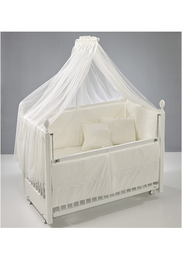 Meltem Kids Mondo İncili Krem Pamuklu Bebek Uyku Seti 60 x 120 CM Krem