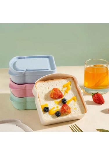 Pazly Tost Şeklinde Sandviç Mekan Mavi Kabı İçin Gıda Dış Depolama Bir 1/4 Mk Mavi