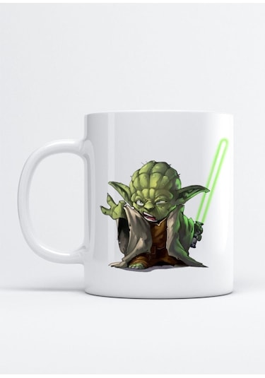 Star Wars Yoda Baskılı Porselen Kupa Bardak Beyaz