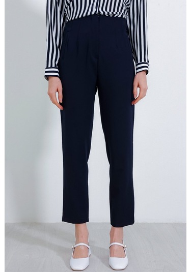 Lacivert Yüksek Bel Kumaş Pantolon 6650 Laci Vert