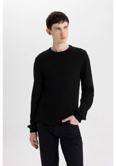 DeFacto Standart Fit Normal Kesim Bisiklet Yaka Dokulu Triko Kazak C8814AX24WNBK27