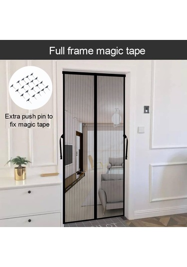 Hfambition Siyah Manyetik Pencere Perdeği - Otomatik Kapanır, Sessiz, Haşere Engeli, Hava Akışı Sağlar, Kolay Kurulum 120x240 Cm