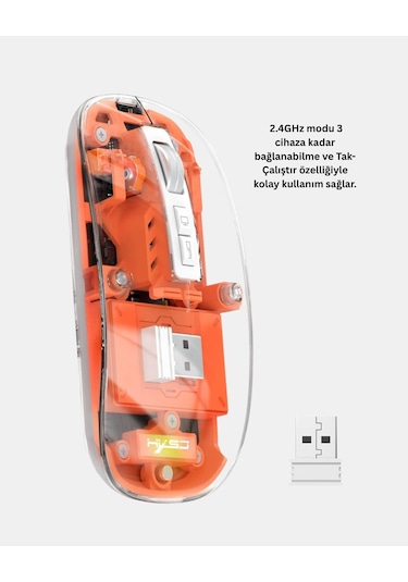 Kablosuz Çift Modlu Mouse Bluetooth 5.0 + 2.4ghz Najmaddin