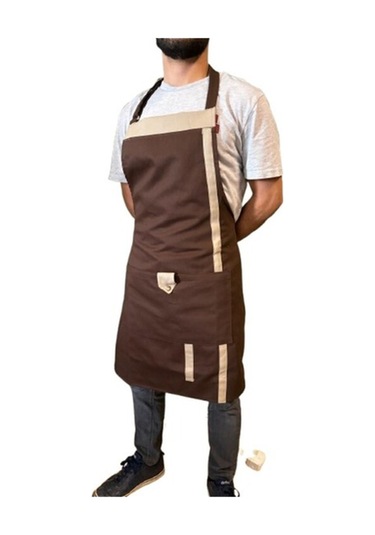 Czn Model 2 Renkli Boyundan Askılı Mutfak,garson,barista Önlüğü Kahverengi