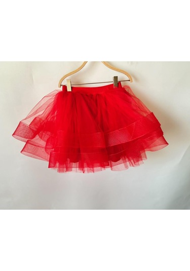 Gala Katkatlı Kız Çocuk Tütülü Etek Kırmızı