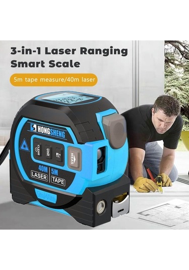 Pazly 3'ü 1 Arada Lazer Şerit Metre: 40m Lazer Uzaklık + 5m Şerit + Çapraz Ölçüm - Pratik Ve Hassas Ölçüm Aracı