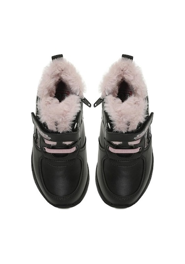 Lol Nepha Siyah Cırtlı Kürklü Fermuarlı Kız Çocuk Bot Siyah