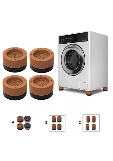 Tineke Beyaz Eşya Ayağı Çamaşır Makinesi Mobilya Titreşim Önleyici Kaydırmaz 6 Cm Yükseltici 4 Lü Kahverengi Kahverengi