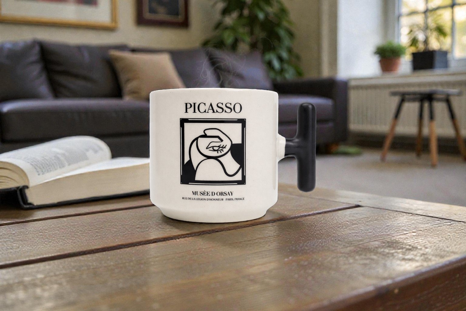 Picasso Line Art T Kulp Seramik Kupa Beyaz - Çok Renkli