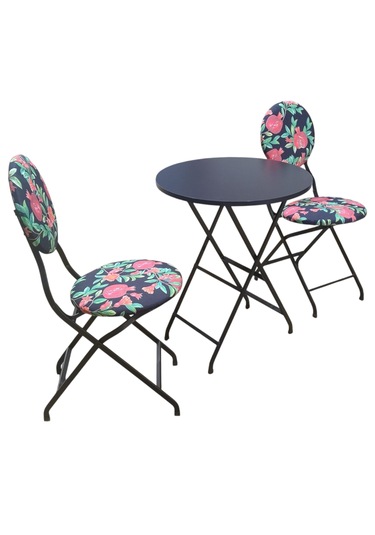 Katlanabilir Nar Desenli Metal Masa Ve Sandalye Takımı - 2 Sanda