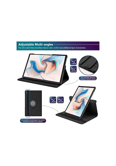 Samsung Galaxy Tab A9+ Plus 11 Inç Tablet Uyumlu 360 Döner Pu Deri Kılıf Seti Sm-x210 Kılıf