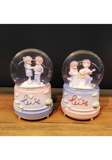 Larimar Sevimli Sevgililer Büyük Boy Kar Küresi - 9033727518740lmr