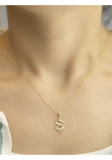 14 Ayar Altın Küçük Füzyon Ş Harfli Kolye Sarı