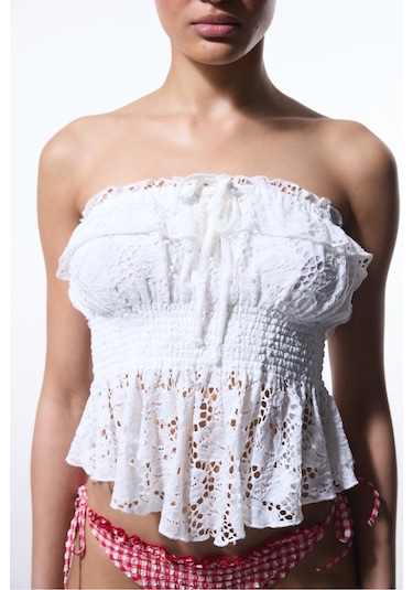 Penti Beyaz Clea Straplez Crop Üst