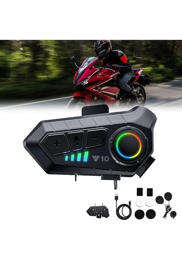 2 Intercom Bağlantılı Su Geçirmez Motosiklet Kask Bluetooth 5.3 300m Intercoom 2.000mah