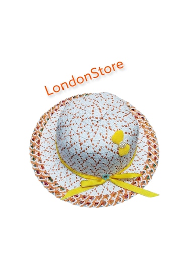 Londonstore Hasır Çocuk Plaj Şapka Kız Için Turuncu