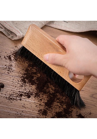 Suntek Kahve Değirmeni Makinesi Temizleme Fırçası Ahşap Saplı Dikdörtgen Delikli
