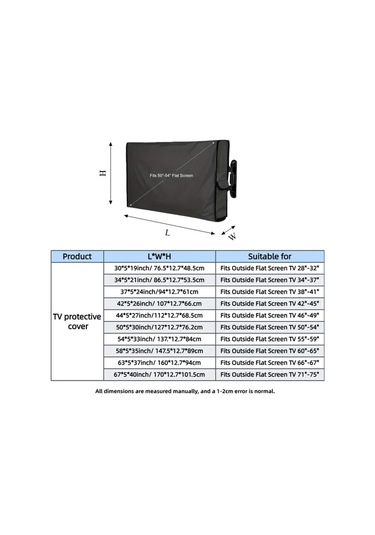 Gateesat 55-59" Ağır Hizmet 500d Dış Mekan Tv Kılıfı Dayanıklı Kilitli Kapatma