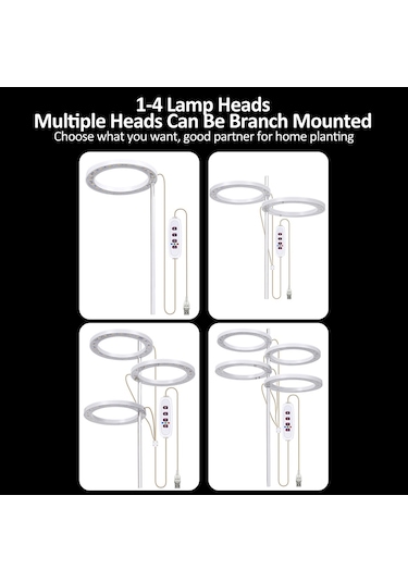 Yaleker Usb Güçlü Bitki Büyütme Lambası, 20 Led Işık, 5 Parlaklık Seviyesi, 8h/12h/16h Zamanlayıcı, Ayarlanabilir Yükseklik, Doğal Işık Diğer