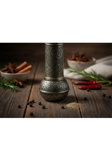 Zamak Metal Kalay Renk 3 Lü Set Karabiber,kahve,çörek Otu El Değirmeni Öğütücü Grinder Koyu Gri