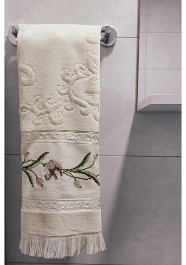 Etamin Nakışlı Jakarlı Kadife El Yüz Havlusu - 50x90 Cm- Kapuçino Cappuccıno Cappuccino