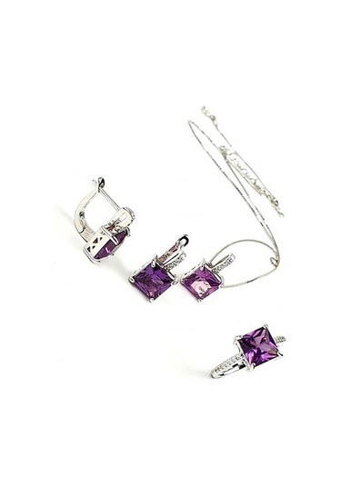 Sky Diamond Taş Detaylı Aleksandrayt Taşlı Gümüş Lüks Takı Seti