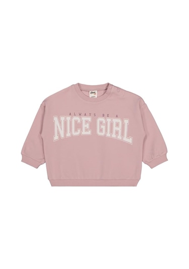 Civil Baby Nice Girl Baskılı 6-18 Ay Sweatshirt - Lila Soft Gül Kurusu