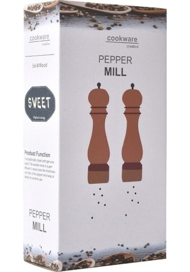 Didadodo Ahşap Saplı 8 İnç Paslanmaz Çelik Karabiber Değirmeni Ahşap