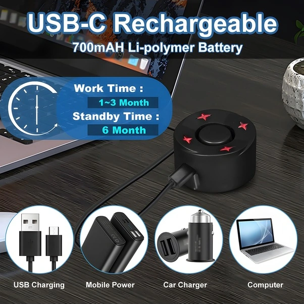 Fortunelane Usb Şarjlı Bisiklet Arka Lambası, 110db Alarmlı, Düğme Kumandalı, Gece Sürüş Güvenliği