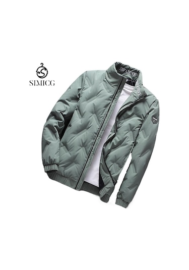 Kışlık Dik Yaka, Şık Ve Çok Yönlü, Sıcak Erkek Üstleri Ve Ceketleri Yeşil