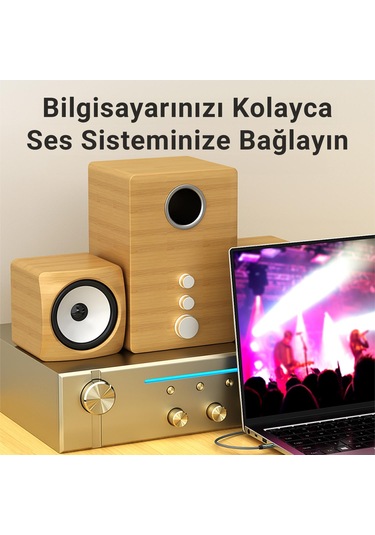 Veggieg 3.5mm Jack Trs Hi-fi Örgülü Aux Ses Kablosu 3 Metre