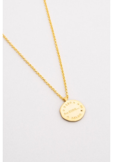 Aslan Burcu 18 Ayar Sarı Altın Kaplama 45 Cm Gümüş Kolye Sarı