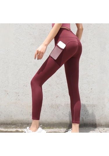 Geeroyoo Kadınlar İçin Yüksek Bel Yoga Pantolonu - Nefes Alabilen, Esnek Ve Cep Detaylı Spor Taytı Kırmızı
