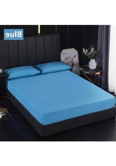 Novahub Derin Cep Yatak Çarşaf, Mavi Yastık Kılıfsız, Su Geçirmez Yatak Topper, 100x200cm, Elastik Bantlı Mavi