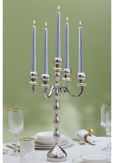 Karaca  Arlen 5'li Şamdan Silver 42x29 cm