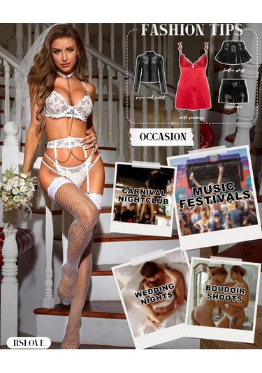 Kadın Beyaz File Silikonlu Jartiyer Çorabı Çok Renkli