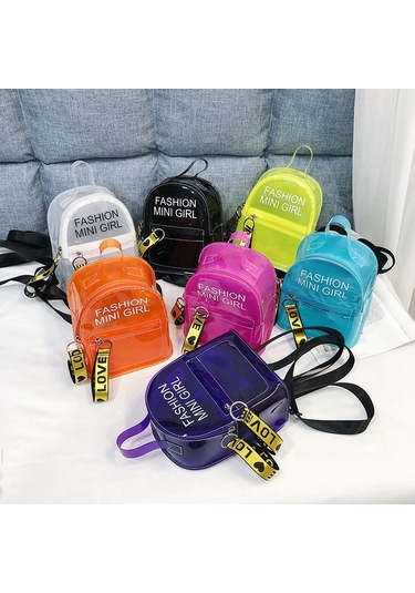 Kadın Sırt Çantaları Şeffaf Pvc Jöle Kadın Çantası Küçük Omuz Çantaları Genç Kızlar İçin Moda Rahat Sırt Çantası Orange Turuncu