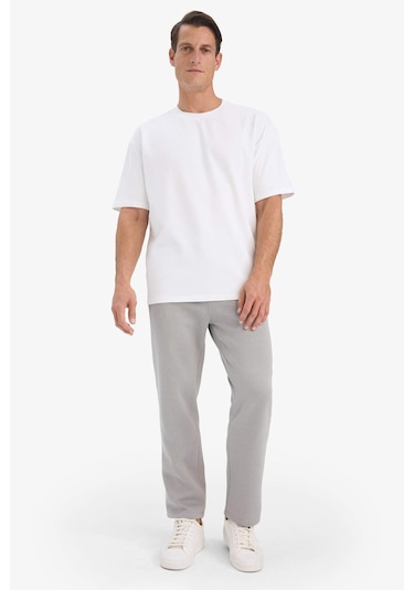 Defacto Regular Fit Beli Bağcıklı Cepli Düz Paça Kalın Eşofman Altı D7836ax25augr198 Gri