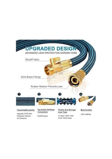 Pazly Genişletilebilir Bahçe Hortumu, Pratik Esnek Su Hortumu - Zemin Yıkama, Bahçe Sulama, Hayvan Temizliği, Memeli Bağlantı