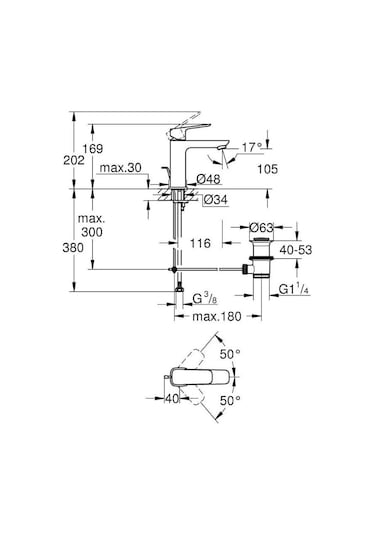 Grohe Cubeo Tek Kumandalı Lavabo Bataryası M-Boyut - 1017490000 Gümüş
