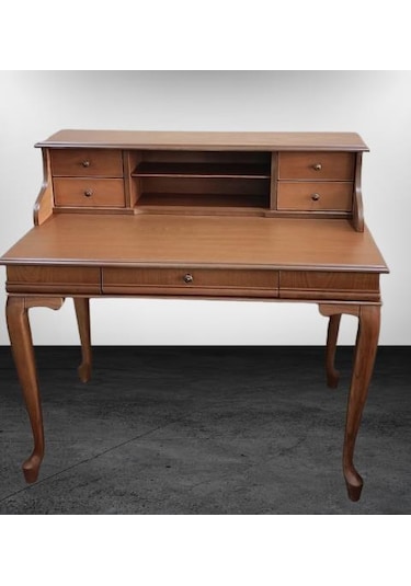 Çalışma Masa St 90400 Klasik Model Kayın Aslan Ayak Ceviz Eskitme Kulp El Yapımı Ceviz