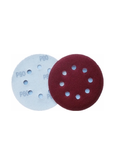 Sones 100 Adet 125mm Flok Zımpara Kağıdı 5 İnç 8 Delikli Disk Zımpara Kağıdı Kendinden Yapışkanlı Zımpara Kağıdı, Grit:60 Mesh
