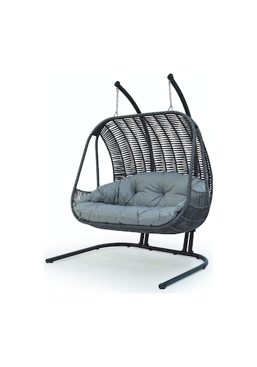 Kupa Loft Rattan Salıncak Çift Kişilik Antrasit Hamak